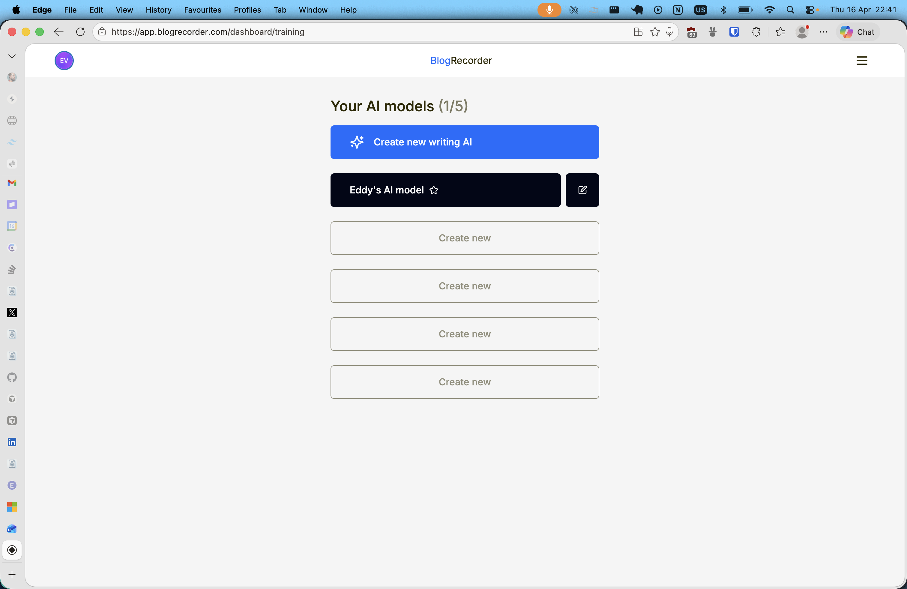 Blog Recorder personal AI models