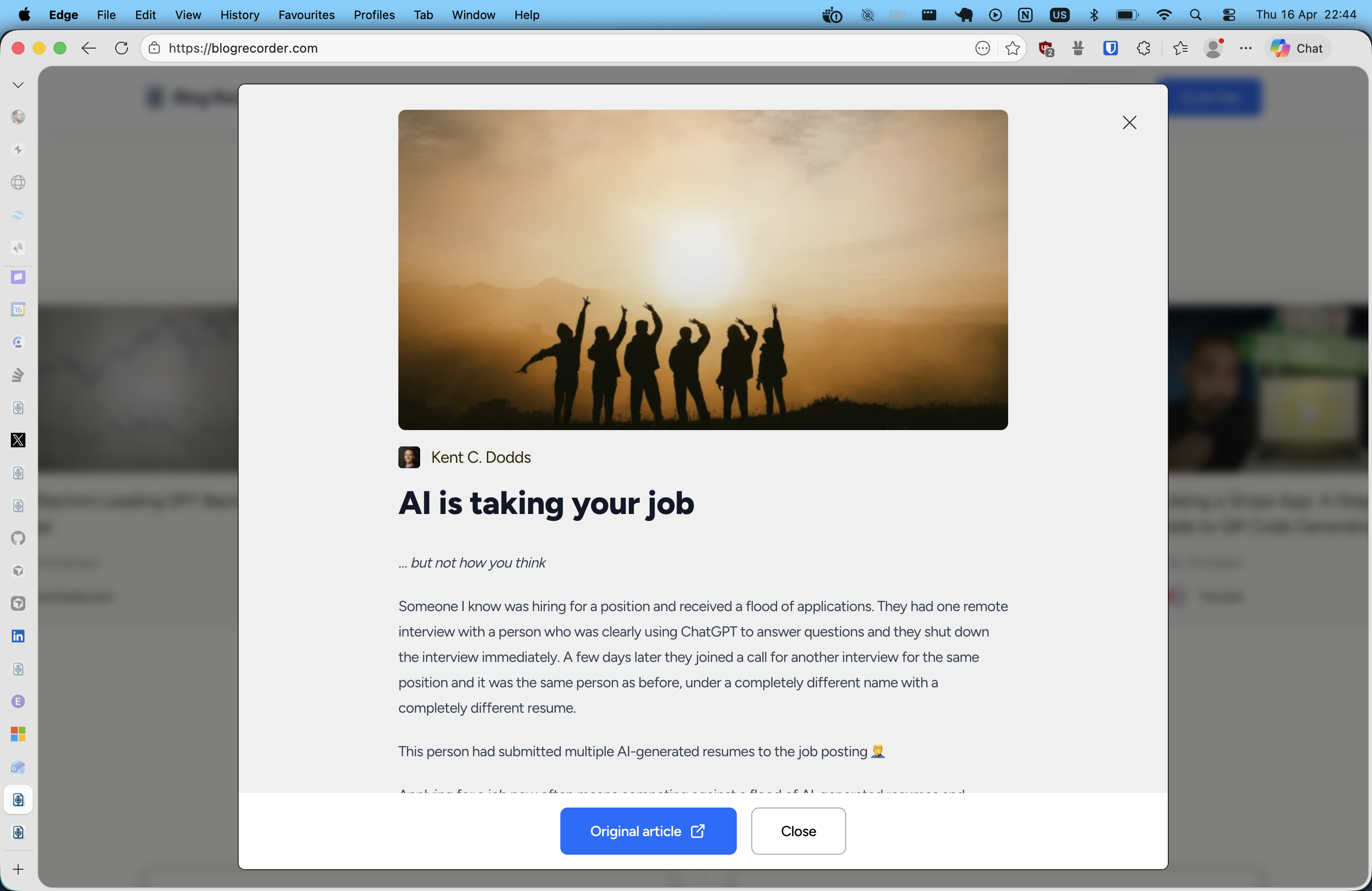 Blog Recorder marketing site article preview