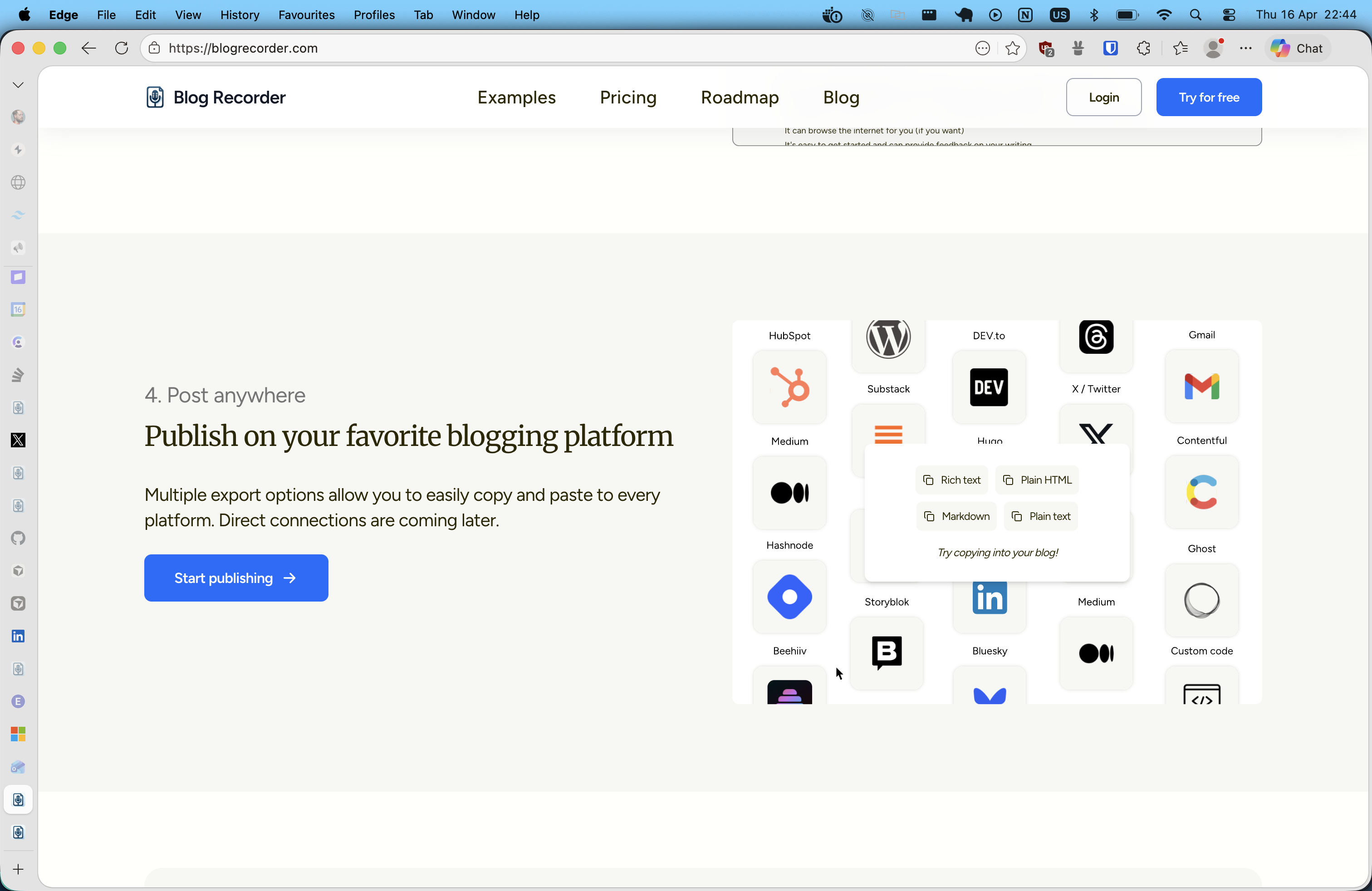 Blog Recorder marketing site how it works step 4